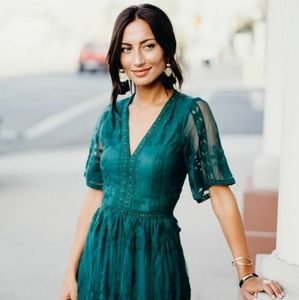 Emerald green lace maxi